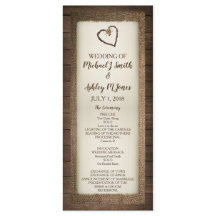 Wood, Burlap & Twine Heart Wedding Program