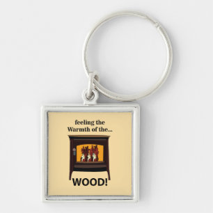 Wood Burner Stove Firewood Warm Key Ring