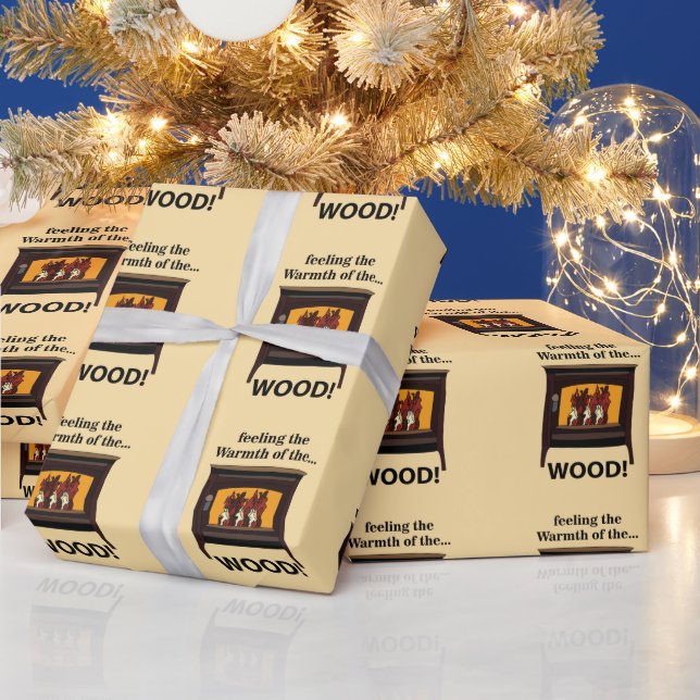 Wood Burner Stove Firewood Warm Wrapping Paper (Holidays)