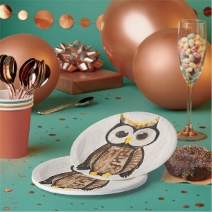 Wood - Cabbage - Wood Owl Paper Plate