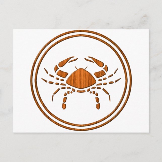 Wood Cancer Zodiac Crab Astrology Sign Postcard (Front)