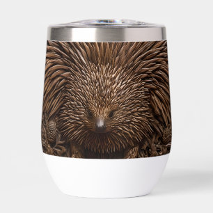 Wood Carved Australian Echidna,