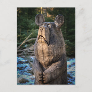 WOOD CARVED BEAR Postcard