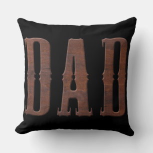 Wood Carved Letters DAD   Father's Day Cushion