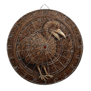 Wood Carved New Zealand Dodo Bird, Dartboard