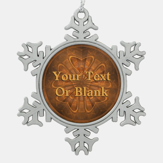 Wood Carving Snowflake Pewter Christmas Ornament (Front)