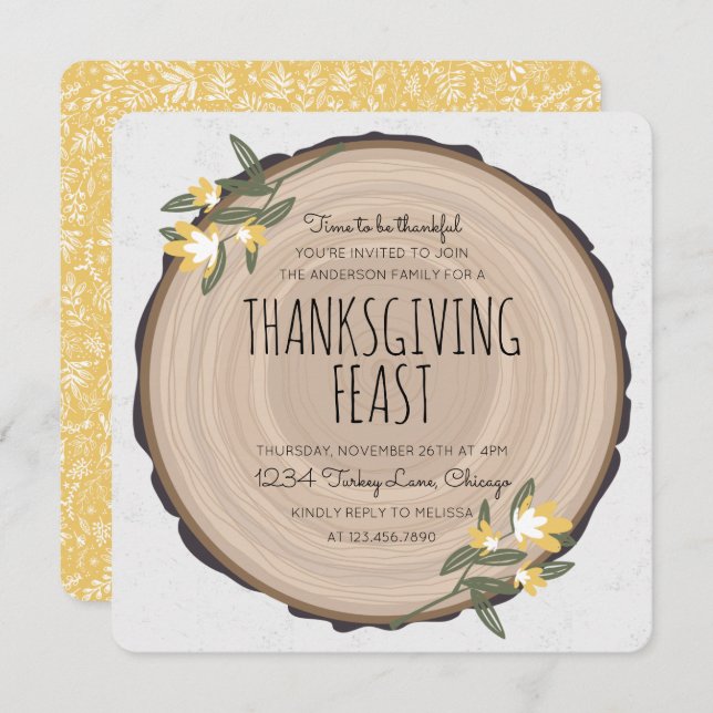 Wood Carving Thanksgiving Invite (Front/Back)