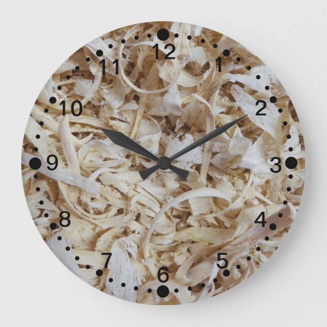 Wood Chips Novelty Clock for Woodworkers w/Minutes (Front)