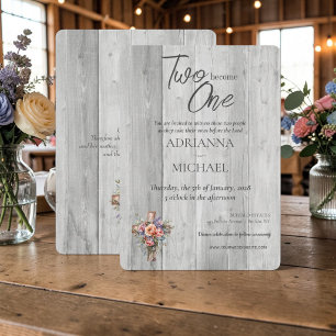 Wood Christian Two Become One Invitation