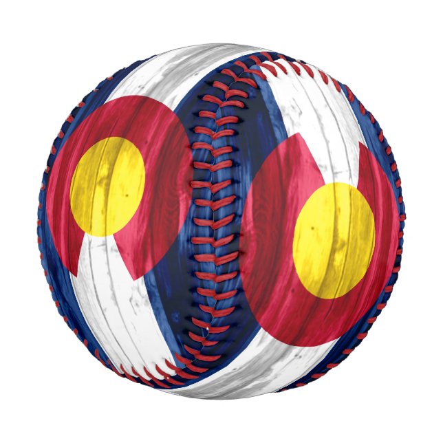 Wood Colorado flag baseball (Angled)