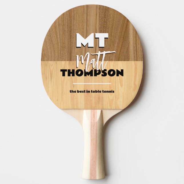 Wood colour Ping Pong Paddle with Name (Front)