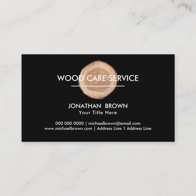 Wood Construction Furniture black Business Card (Front)