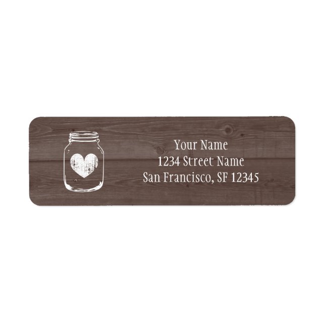 Wood country chic mason jar Return Address labels (Front)