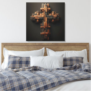 Wood Cross Canvas Art