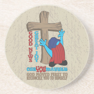 Wood Cross Cuz You Matter Gospel T-Shirt Coaster