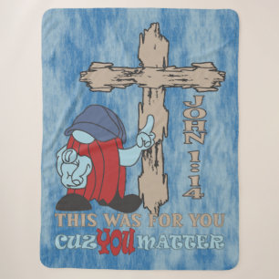 Wood Cross Cuz You Matter John 1 14 Sherpa Blanket