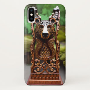 Wood curved bear statue Case-Mate iPhone case