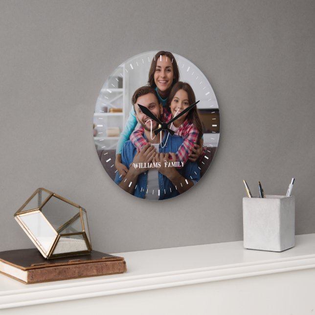  Wood Custom Family Name Farmhouse Large Clock (Office)