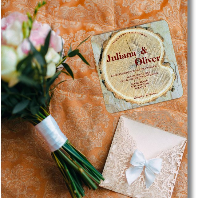 wood cut custom rustic wedding invitation (Creator Uploaded)