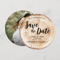 Wood Cut slice Custom Photo Rustic Wedding