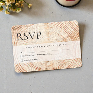 Wood Cut Slice Mail in Rustic Wedding  RSVP Card