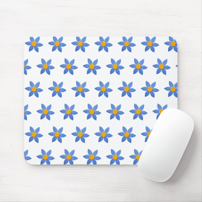 Wood Daisy Flowers on White Mouse Pad (With Mouse)