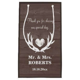 Wood deer antlers wedding party favour gift bags