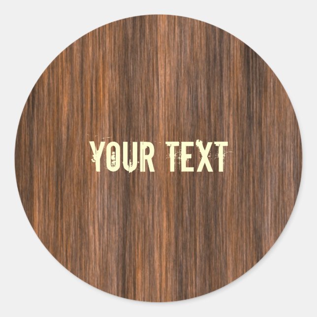 Wood design classic round sticker (Front)