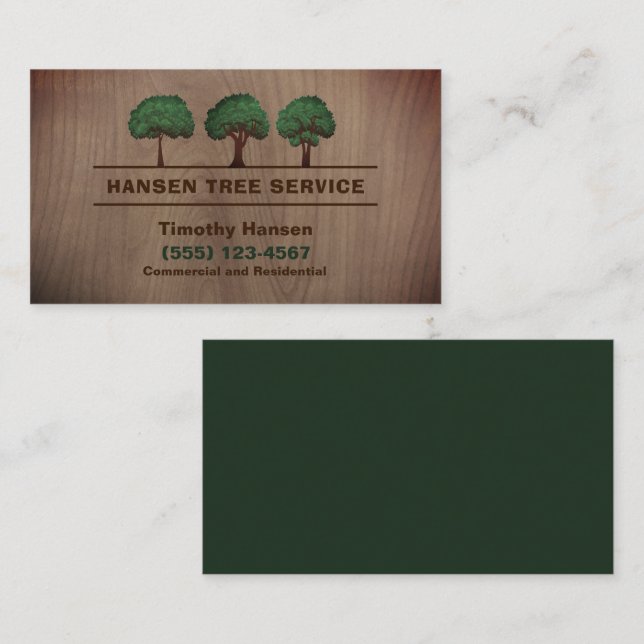 Wood Design Tree Landscaping Yard Service Business Card (Front/Back)