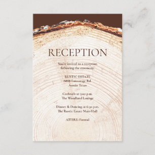 Wood Design Tree rings Rustic Wedding Reception Enclosure Card
