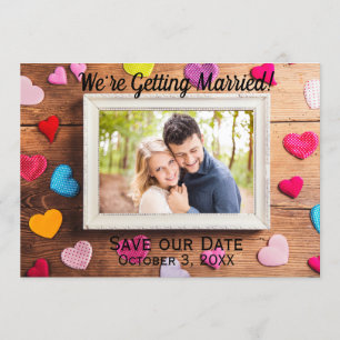 Wood Desk Frame - Save Our Date Invitation