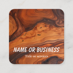 Wood detail square business card