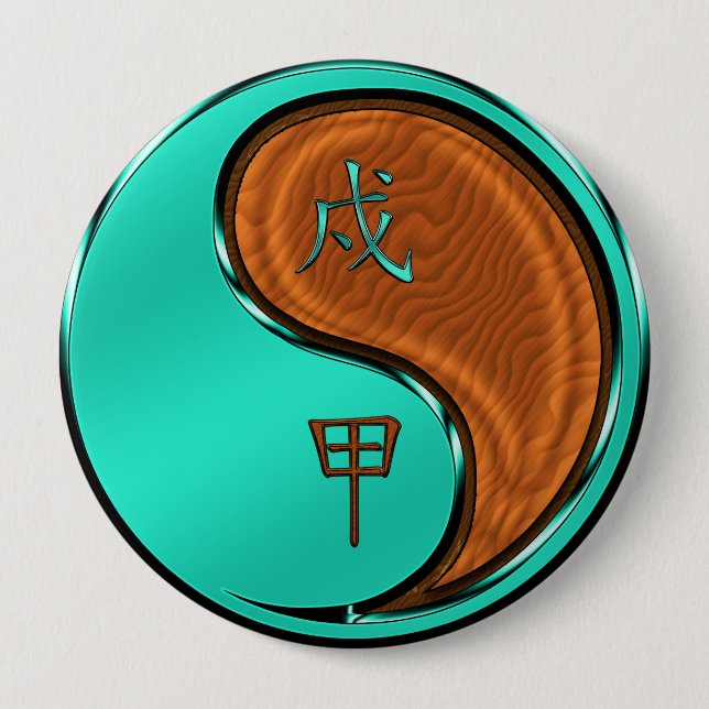 Wood Dog 10 Cm Round Badge (Front)