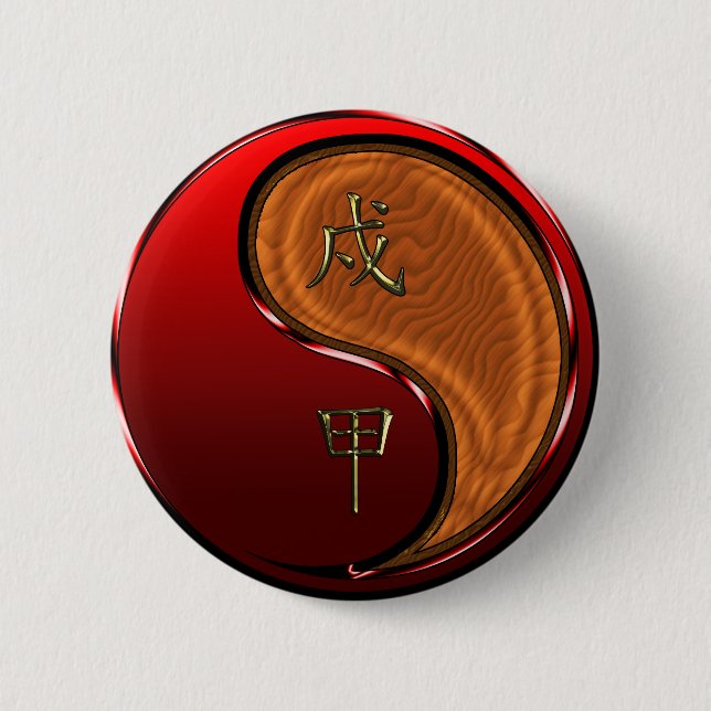 Wood Dog 6 Cm Round Badge (Front)
