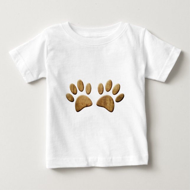 Wood Dog Paw Print Baby T-Shirt (Front)