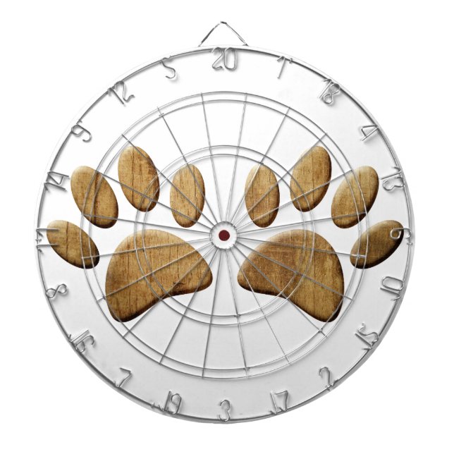 Wood Dog Paw Print Dartboard (Front)