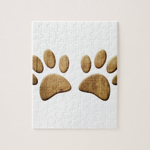 Wood Dog Paw Print Jigsaw Puzzle
