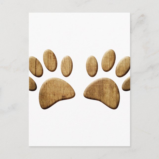 Wood Dog Paw Print Postcard (Front)