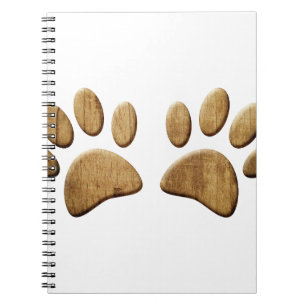 Wood Dog Paw Print Spiral Notebook