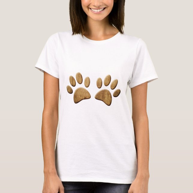 Wood Dog Paw Print T-Shirt (Front)