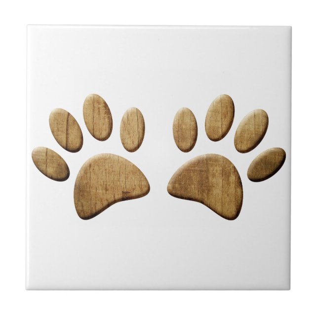 Wood Dog Paw Print Tile (Front)