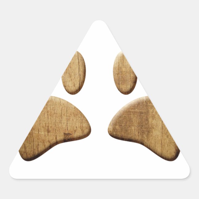 Wood Dog Paw Print Triangle Sticker (Front)
