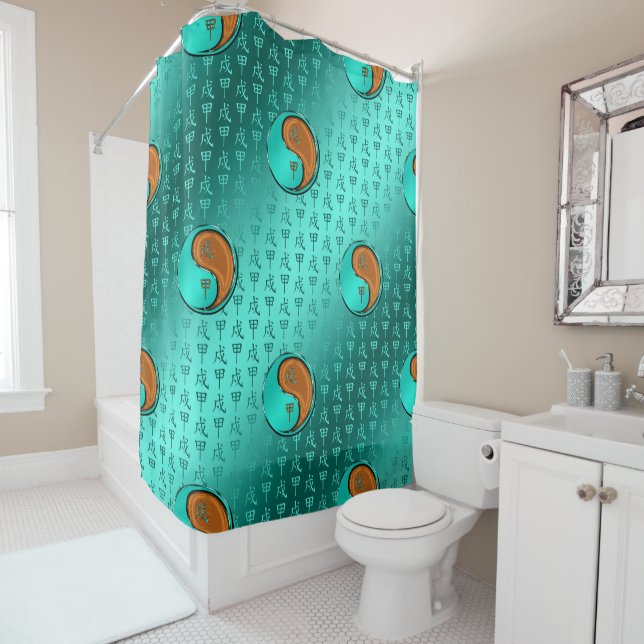 Wood Dog Shower Curtain (In Situ)