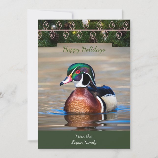 Wood Duck Drake Christmas Card (Front)