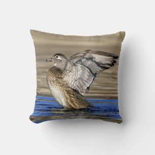 Wood Duck flapping her wings Cushion