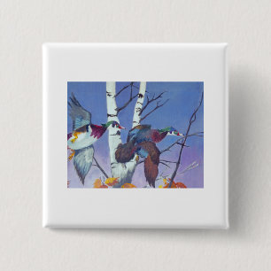 Wood Duck Flight of Fancy 15 Cm Square Badge
