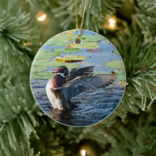 Wood Duck Holiday Gift Ceramic Tree Decoration