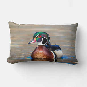 Wood Duck in a pond Lumbar Cushion