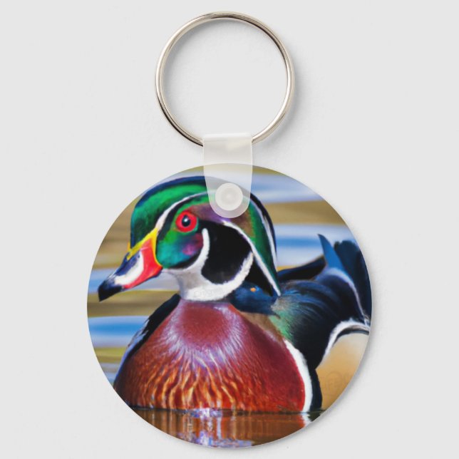 Wood Duck Key Chain, Duck Hunting Ring (Front)