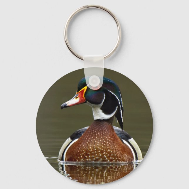 Wood Duck on Water Key Ring (Front)